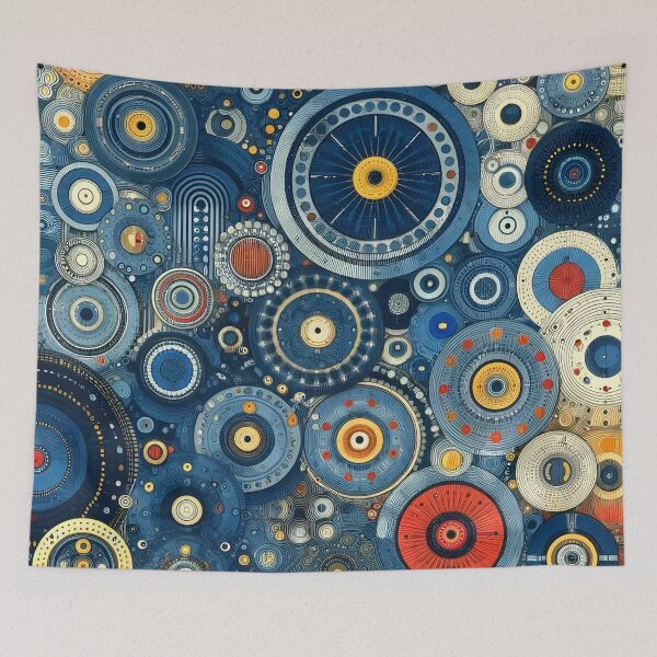 Item preview, Abstract Geometric Blueprint - Modern Wall Art in Blue, Yellow, and Red designed and sold by PillowTalkyZone.