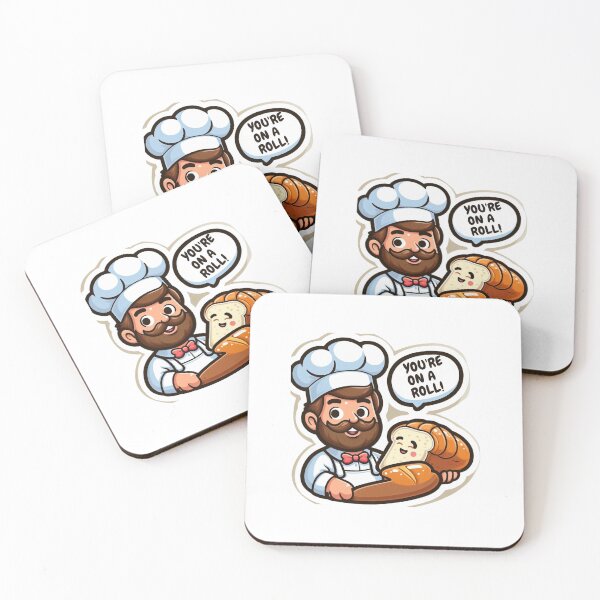 Item preview, Funny sticker with baker and happy bread designed and sold by Pablos2224.