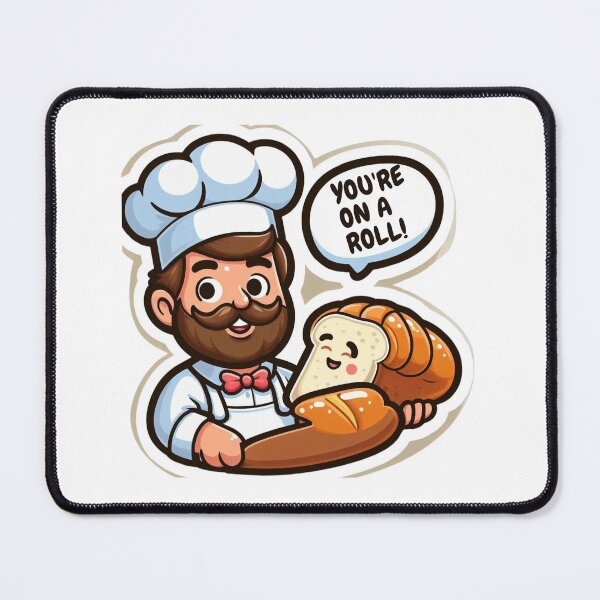 Item preview, Funny sticker with baker and happy bread designed and sold by Pablos2224.