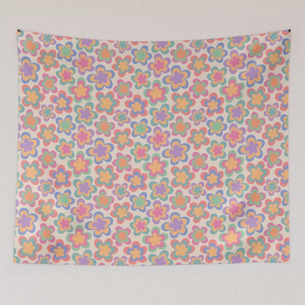 Item preview, Retro Rainbow Abstract Flowers designed and sold by CreativeDraws42.