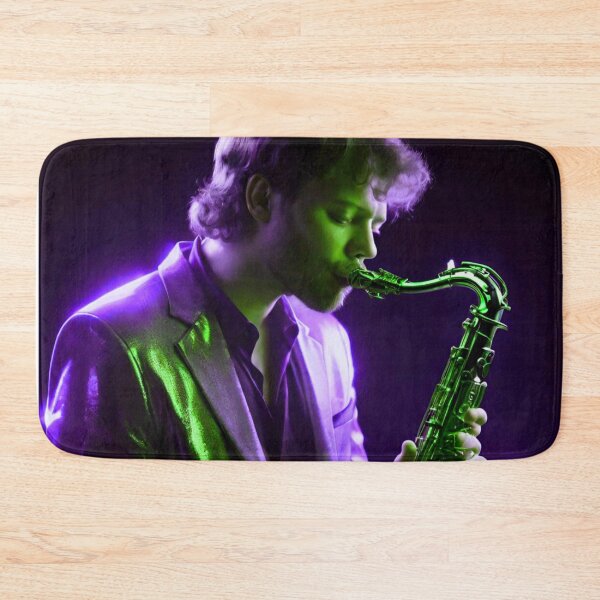 Item preview, Jazz Serenade: Saxophone Player in Green and Purple designed and sold by GrizzlyCollective.