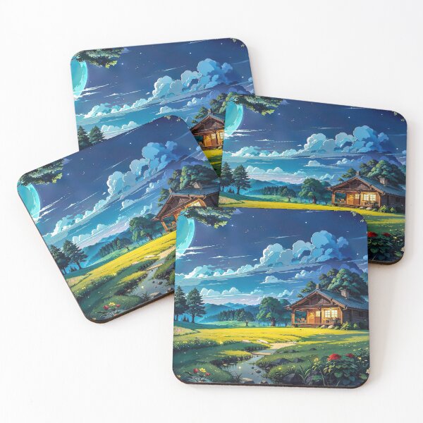 Item preview, Cozy Night Landscape - Serene Evening Art Print designed and sold by lloreleya.