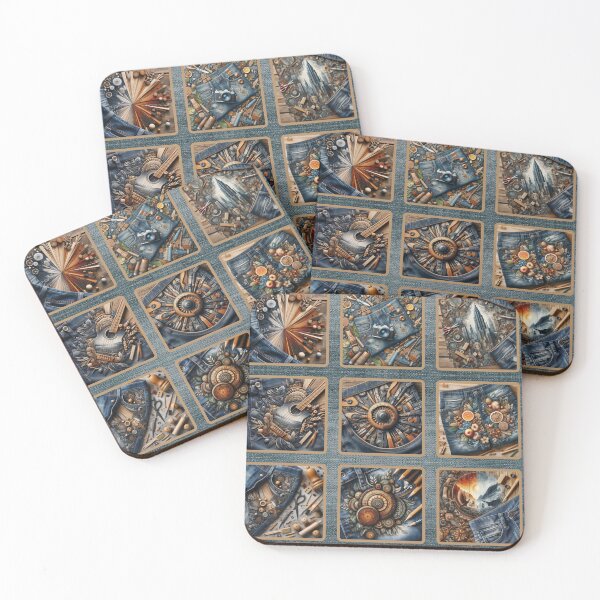 Item preview, Blue Denim: patchwork, jeans, leather, wooden elements etc designed and sold by CreativeBizarre.