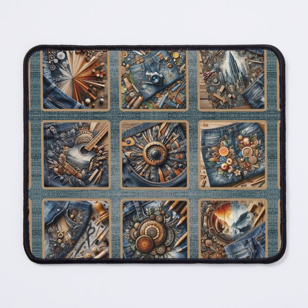 Item preview, Blue Denim: patchwork, jeans, leather, wooden elements etc designed and sold by CreativeBizarre.