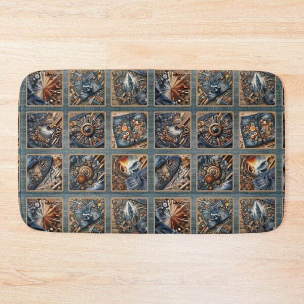 Item preview, Blue Denim: patchwork, jeans, leather, wooden elements etc designed and sold by CreativeBizarre.