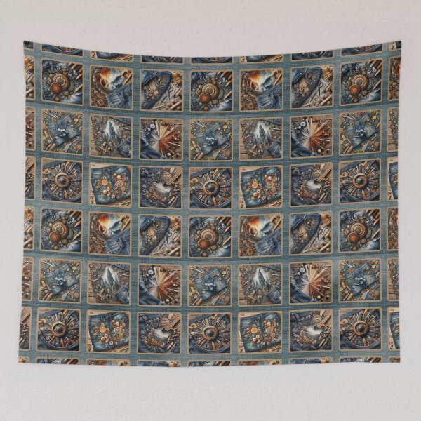 Item preview, Blue Denim: patchwork, jeans, leather, wooden elements etc designed and sold by CreativeBizarre.