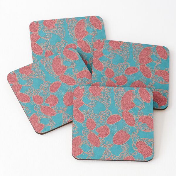 Item preview, Aesthetic Elegance Complex Asian art motif on turquoise background designed and sold by Frostquest.