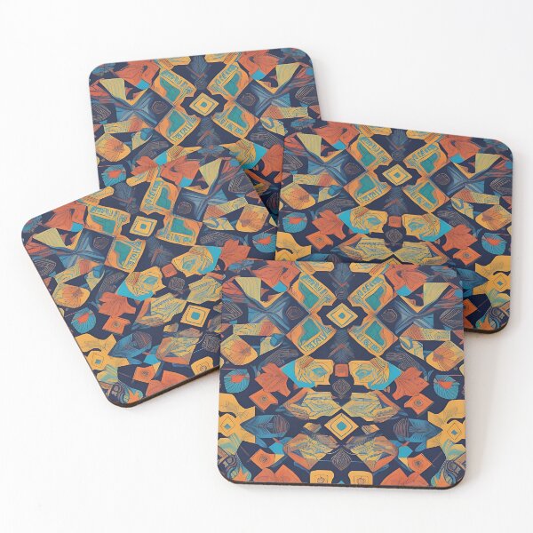 Item preview, Powerful contrast Modern shapes in bright colors on a dark blue background designed and sold by Frostquest.