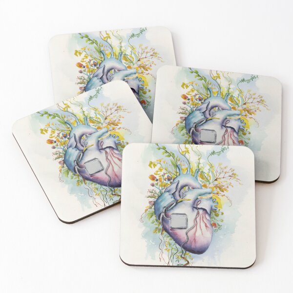 Item preview, Pacemaker Pulse Watercolor Botanical Anatomical Heart designed and sold by EmeraldeaArt.