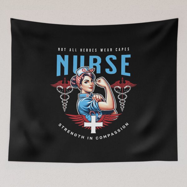 Item preview, Strength in Compassion Retro Nurse Superhero  designed and sold by darkskydelights.