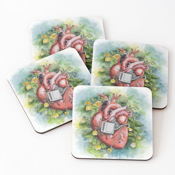 Item preview, Botanical Vitality: Watercolor Heart with Pacemaker Accent designed and sold by EmeraldeaArt.