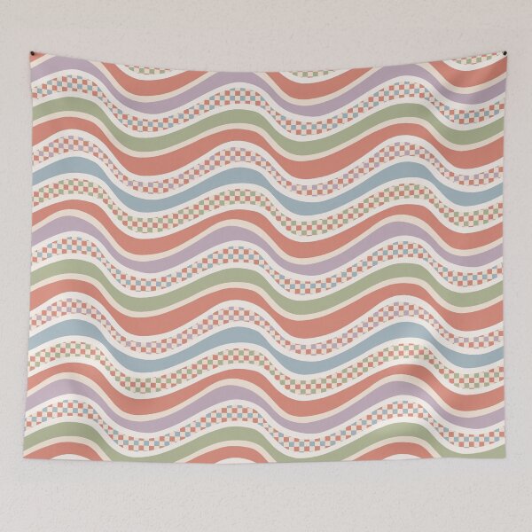 Item preview, Retro Groovy Checker Waves Seamless Pattern designed and sold by CreativeDraws42.