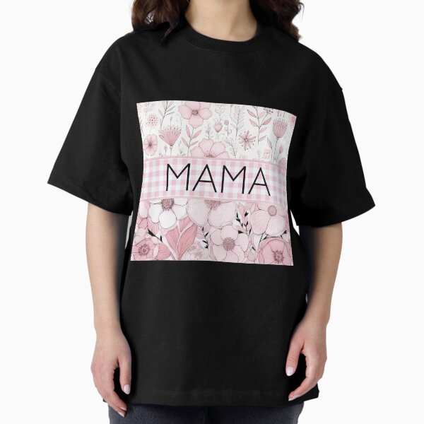 Item preview, Mama with pink and white. flowers and gingham plaid designed and sold by Inktown.