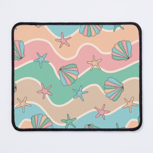 Item preview, Retro Groovy Waves and Seashells Seamless Pattern designed and sold by CreativeDraws42.