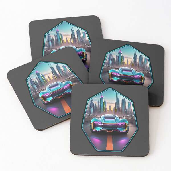 Item preview, Cyberpunk Racing Sports Car With City Skyline designed and sold by TheArtOfPat.