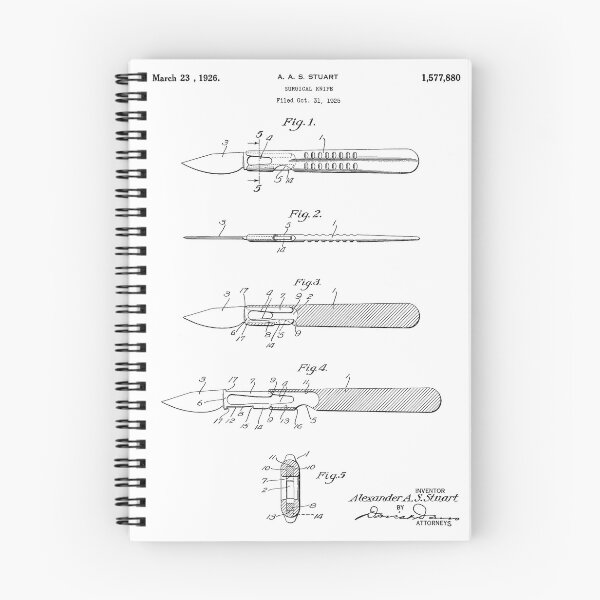 Artikelvorschau, Chirurgisches Messer Vintage Patent Kunst auf weißem Hintergrund entworfen und verkauft von Peek-Designs.