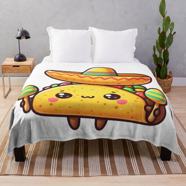 Item preview, Kawaii Anthropomorphic Taco With a Small Sombrero Holding Maracas designed and sold by Delamoon.