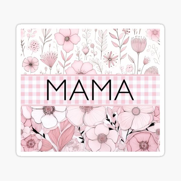 Item preview, Mama with pink and white flowers and gingham plaid designed and sold by Inktown.