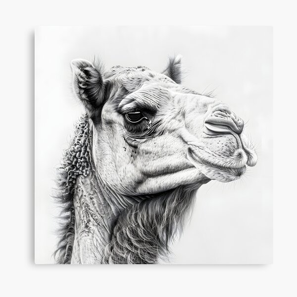 Item preview, Black and White Camel Pencil Drawing designed and sold by Pencil-Art.