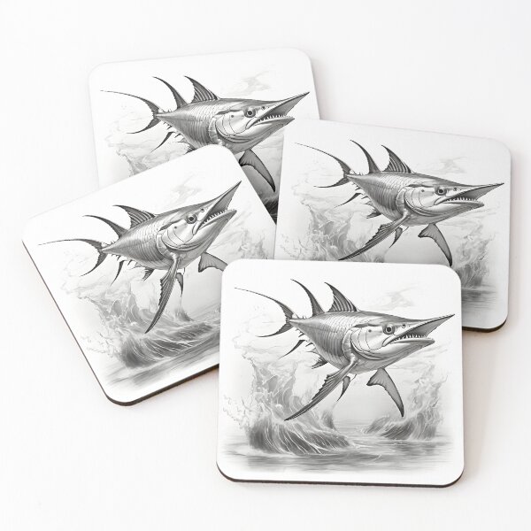 Item preview, Black and White Swordfish Pencil Drawing designed and sold by Pencil-Art.