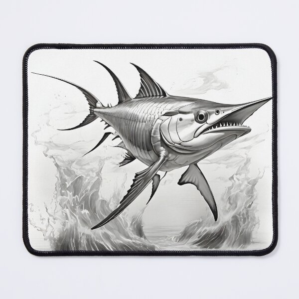 Item preview, Black and White Swordfish Pencil Drawing designed and sold by Pencil-Art.