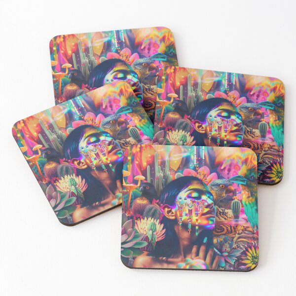 Item preview, Vibrant Oasis: Psychedelic Desert Vision - Enchanting Native Woman Art designed and sold by Mystikos Art.