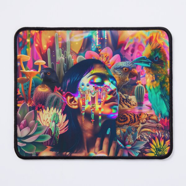 Item preview, Vibrant Oasis: Psychedelic Desert Vision - Enchanting Native Woman Art designed and sold by Mystikos Art.
