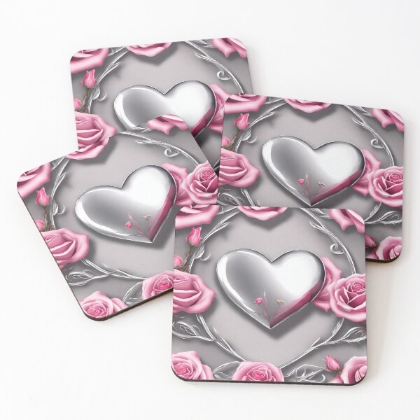 Item preview, Pink Roses and Silver Heart designed and sold by jofices.