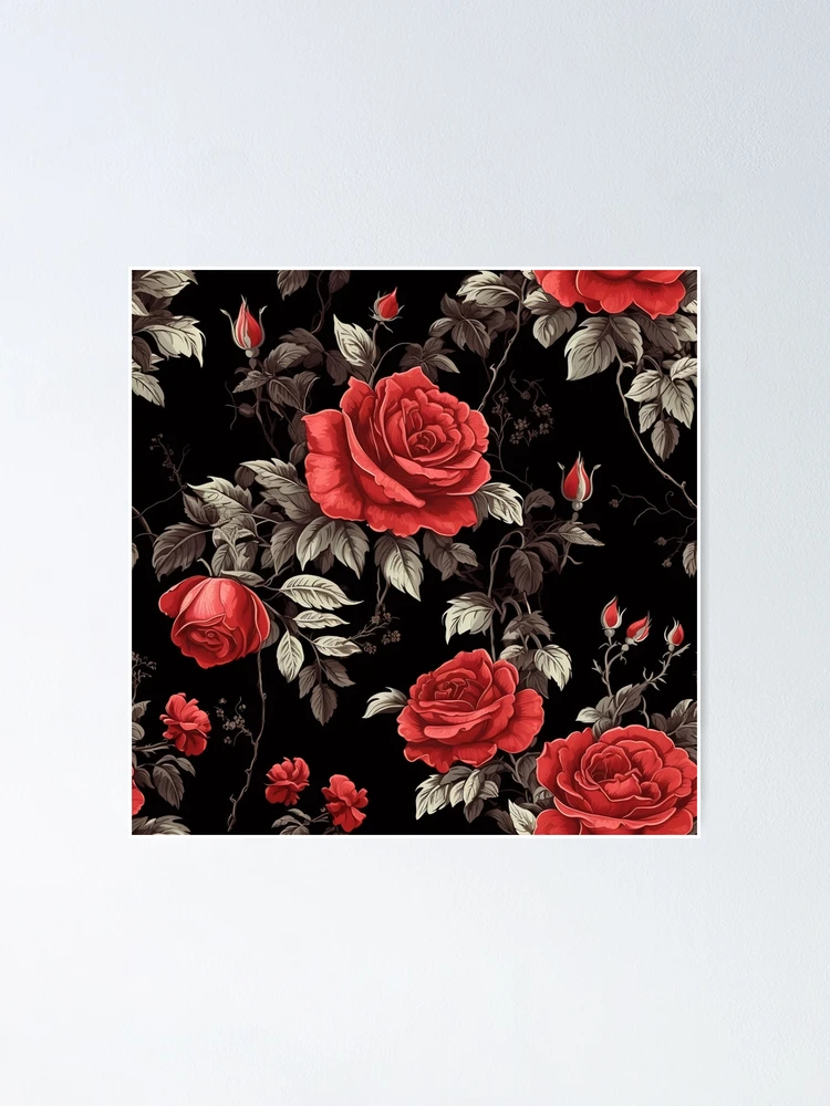 Thumbnail 1 of 3, Poster, Dark Red Roses designed and sold by Calmly.