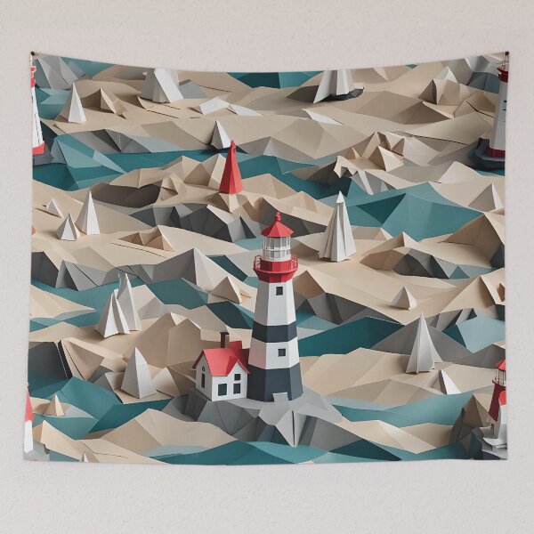 Item preview, Origami Art - Coastal Beacon: The Lighthouse Guardian designed and sold by ArtfulFolds.