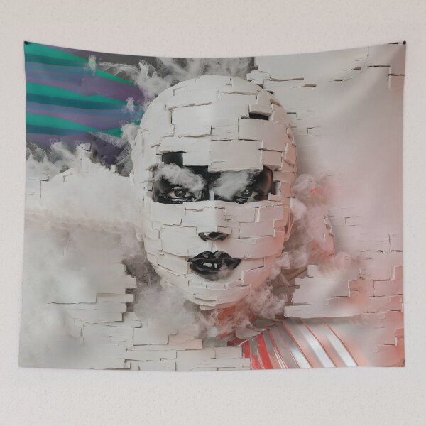 Item preview, Mystical Melancholy: Ethereal Black Female Face Amidst Thick Fog - Dark Fantasy Art designed and sold by MarinaFila.