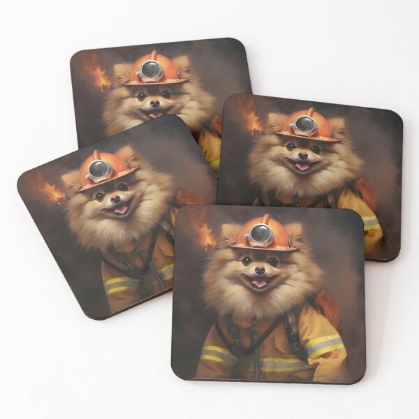 Item preview, Firefighter Pomeranian Portrait Art designed and sold by ConfettiSkyArt.