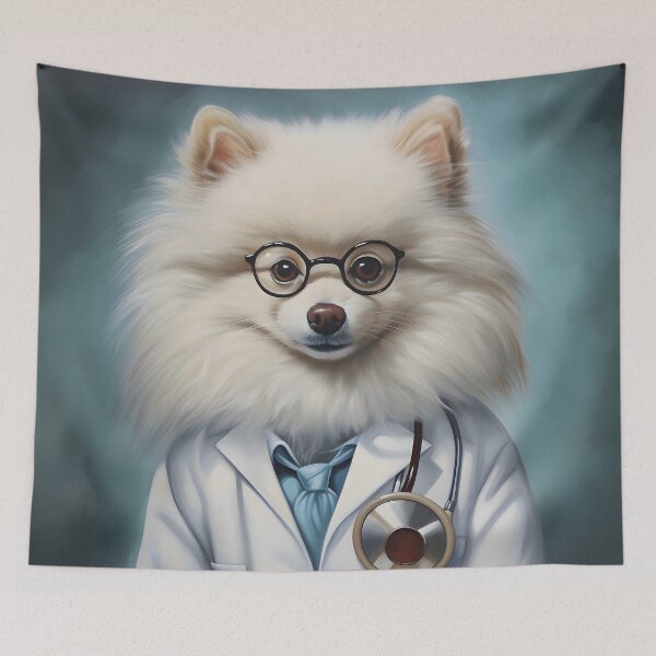 Item preview, Doctor Pomeranian Portrait Art designed and sold by ConfettiSkyArt.