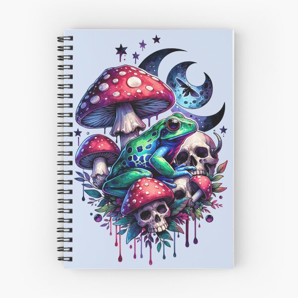 Item preview, Cottagecore Whimsigoth Mushrooms, Frog, skulls and Luna Moth in Moon Dark Aesthetic Goblincore Fantasy Art designed and sold by dreamsagellc.