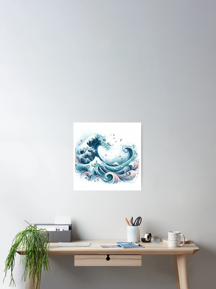 Thumbnail 2 of 3, Poster, Wave Sticker Sticker designed and sold by Elouk.