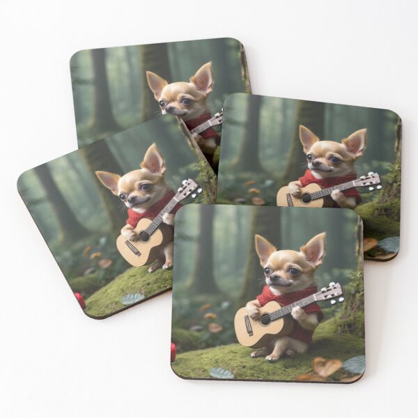 Item preview, Chihuahua and guitar in the forest designed and sold by Artbellachi.