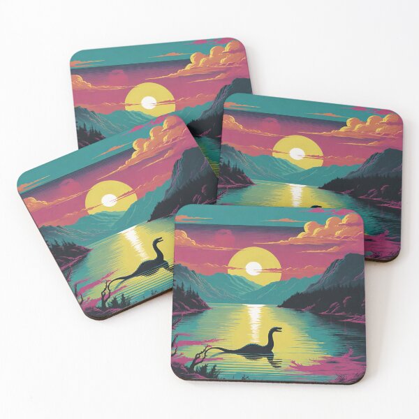Item preview, Loch Ness Monster in Scotland Lake with Sunset, Mountains, Trees, Clouds designed and sold by Sarcastic Narwhal.