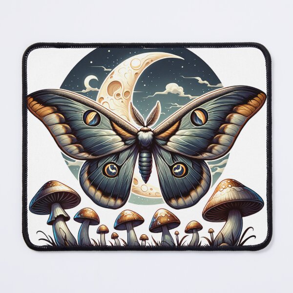 Item preview, Cottagecore Whimsigoth Luna Moth Above Mushrooms In Moonlight Dark Aesthetic designed and sold by dreamsagellc.