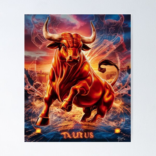 Item preview, Taurus Zodiac. whimsical bull, celestial bull designed and sold by ZodiacWonders.