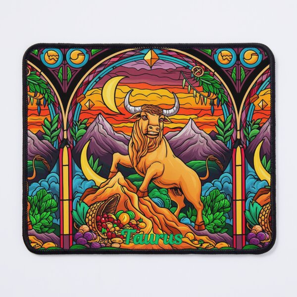 Item preview, Taurus Zodiac. stained glass, whimsical bull, celestial bull designed and sold by ZodiacWonders.