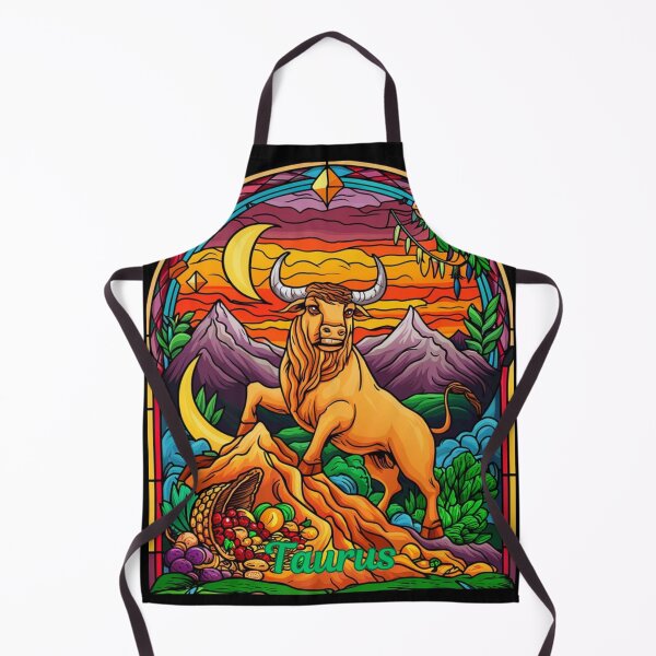 Item preview, Taurus Zodiac. stained glass, whimsical bull, celestial bull designed and sold by ZodiacWonders.