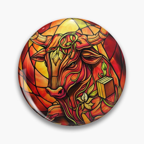 Item preview, Taurus Zodiac. stained glass, whimsical bull, celestial bull designed and sold by ZodiacWonders.