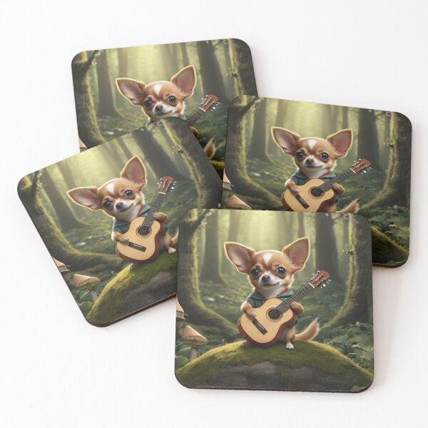 Item preview, Chihuahua guitarist in the forest designed and sold by Artbellachi.