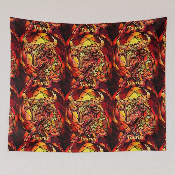 Item preview, Taurus Zodiac. stained glass, whimsical bull, celestial bull designed and sold by ZodiacWonders.