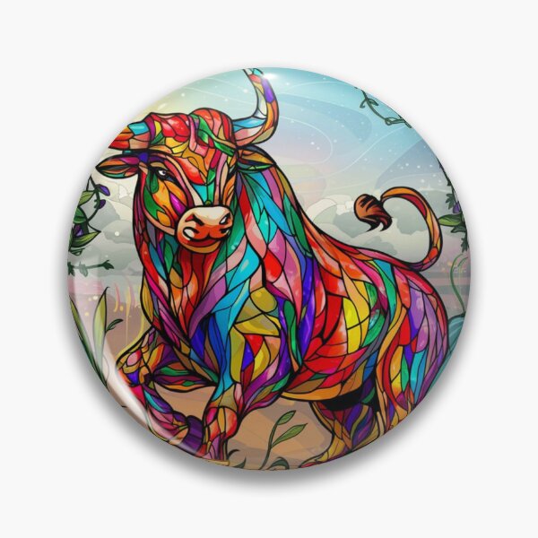Item preview, Taurus Zodiac. stained glass, whimsical bull, celestial bull designed and sold by ZodiacWonders.