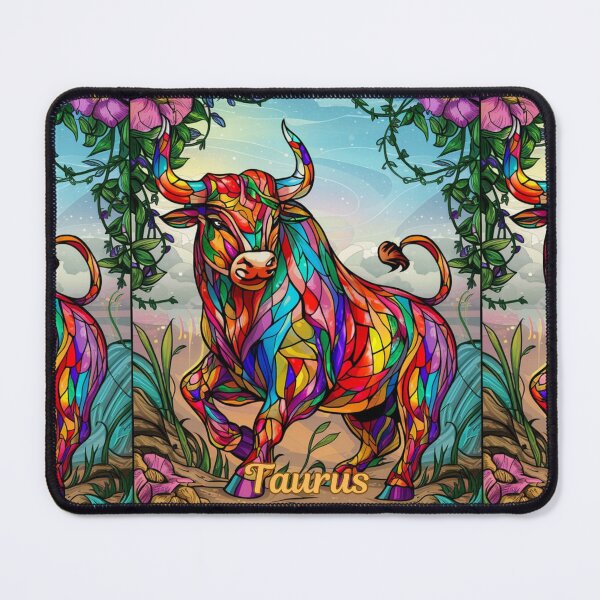Item preview, Taurus Zodiac. stained glass, whimsical bull, celestial bull designed and sold by ZodiacWonders.