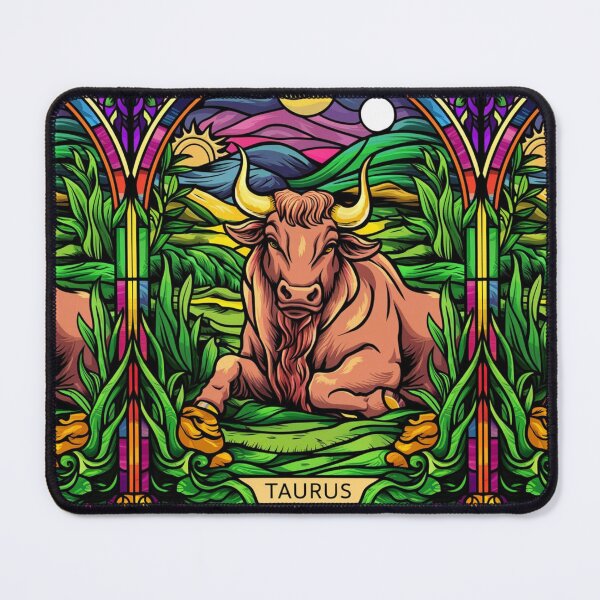Item preview, Taurus Zodiac. stained glass, whimsical bull, celestial bull designed and sold by ZodiacWonders.