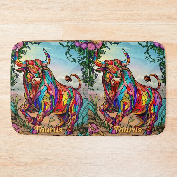Item preview, Taurus Zodiac. stained glass, whimsical bull, celestial bull designed and sold by ZodiacWonders.