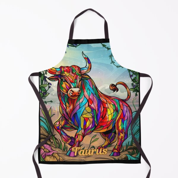 Item preview, Taurus Zodiac. stained glass, whimsical bull, celestial bull designed and sold by ZodiacWonders.