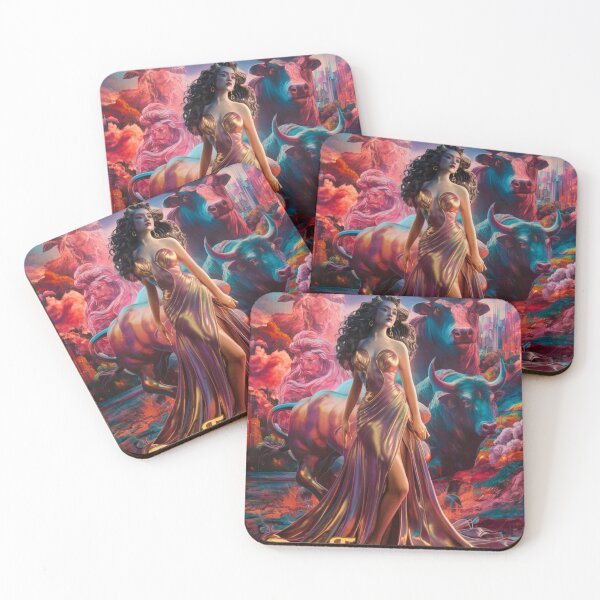 Item preview, Taurus Zodiac. celestial woman, whimsical girl, celestial goddess, celestial girl, sexy girl designed and sold by ZodiacWonders.